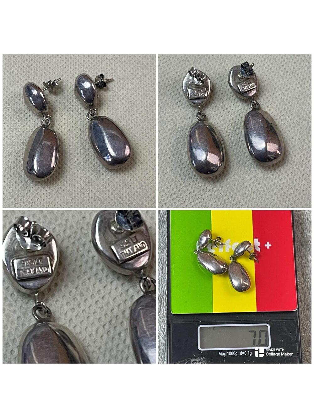 Sterling Silver Modernist Lightweight Drop Dangle Post Earrings Stamped LT